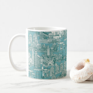 Taza De Café San Francisco toile viridian azul turquesa