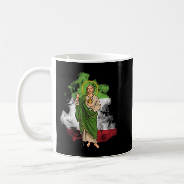 Taza De Café San Judas Tadeo con Bandera de México Pullover (Izquierda)