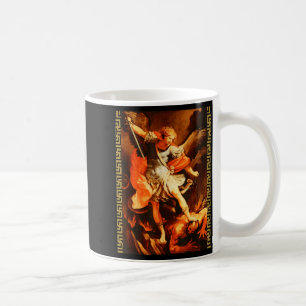 Taza De Café San Miguel derrotando a Satanás Arcángel Guerrero