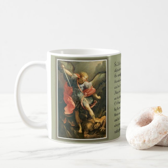Taza De Café San Miguel el rezo potente del arcángel (Con donut)