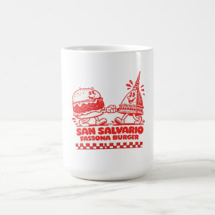 Taza De Café San Salvario Fassona Burger - Dibujo animado retro