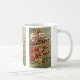Taza De Café San Valentín Victoriano Antiguo, Cupido y Corazone