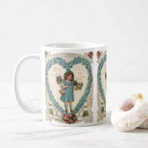 Taza De Café San Valentín Victoriano Vintage, Corona de Corazon
