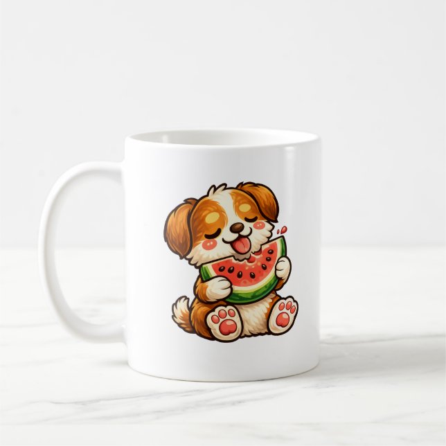 Taza De Café Sandía de perro lindo (Izquierda)