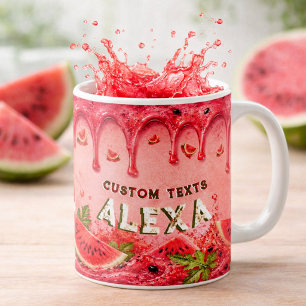 Taza De Café Sandía de Verano Fiesta Retro Fruta Favorito Perso
