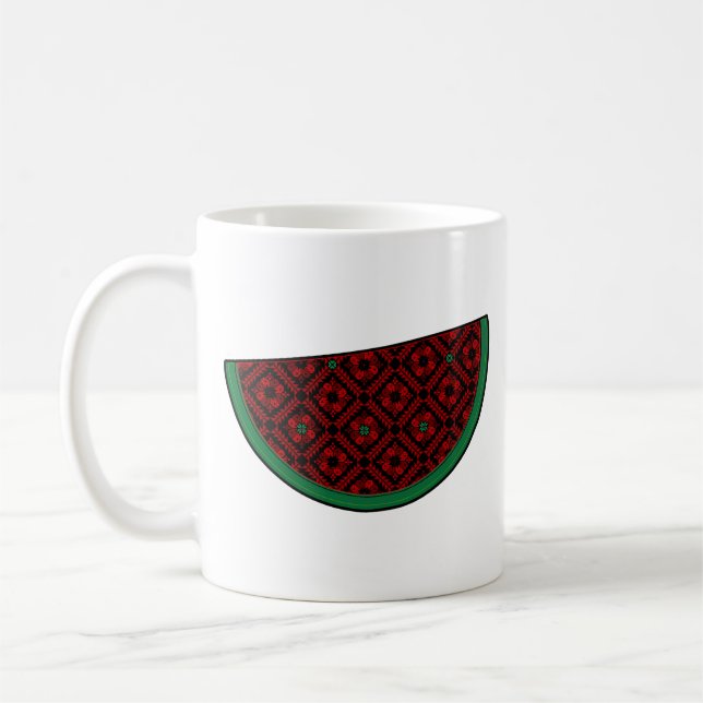 Taza De Café sandía palestina Tatuaje rojo bordado (Izquierda)