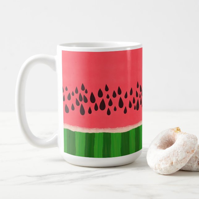 Taza De Café sandía rosa y verde (Con donut)