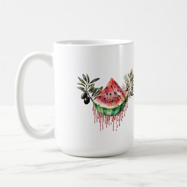 Taza De Café sandía y hojas de olivo- Mug palestino (Izquierda)