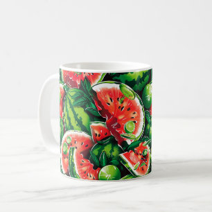 Taza De Café Sandías, lima, hojas de sandía, flores de lima peq
