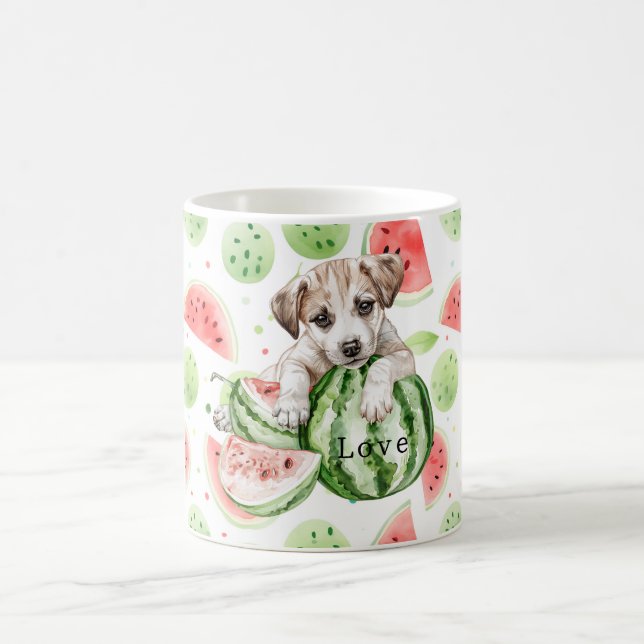 Taza De Café Sandías rojas verdes blancas perro   (Centro)