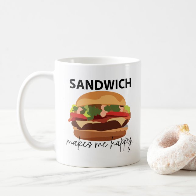 Taza De Café Sandwich me hace feliz (Con donut)