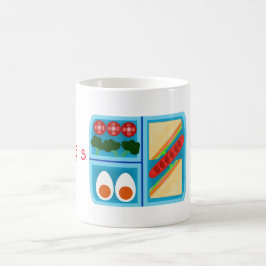 Taza De Café Sándwich, salchicha, huevo, tomate, brócoli en un 