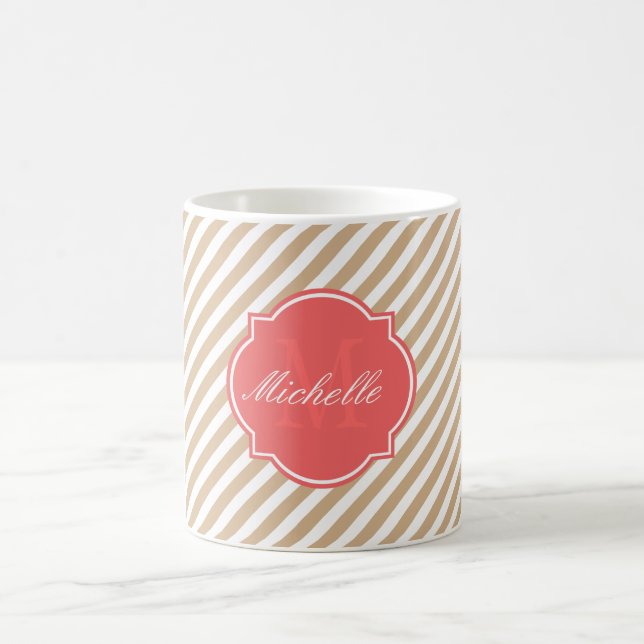 Taza De Café Sandy Stripe Monogram Mug (Centro)