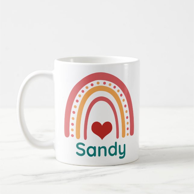 Taza De Café Sandy Vintage Boho Rainbow (Izquierda)