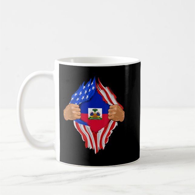 Taza De Café Sangre haitiana dentro de mí regalo de bandera de  (Izquierda)