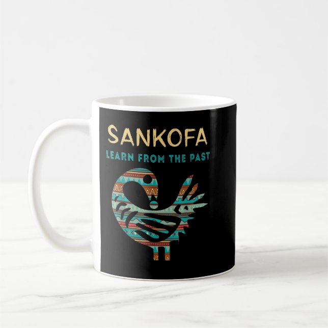 Taza De Café Sankofa aprende del pasado pájaro africano negro s (Izquierda)