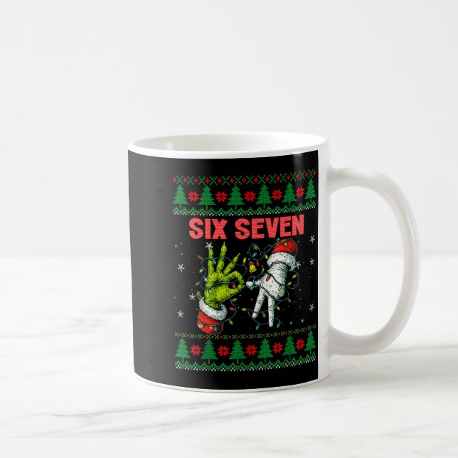 Taza De Café Santa 67 Christmas Ugly Sweater Fingers Six Seven  (Derecha)