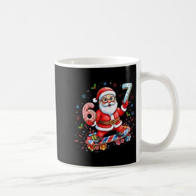 Taza De Café Santa 67 Meme Donut Skateboard Merry Christmas Boy (Derecha)