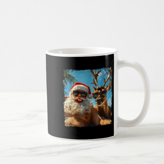 Taza De Café Santa And Reindeer Selfie Funny Christmas Vacation (Derecha)