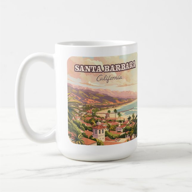 Taza De Café Santa Barbara Beach Central Coast California Retro (Izquierda)
