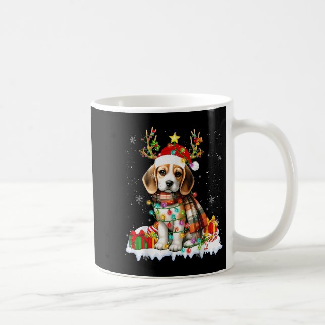 Taza De Café Santa Beagle Christmas Lights Funny Reindeer Dog X (Derecha)