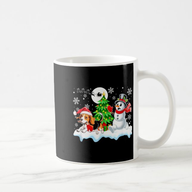 Taza De Café Santa Beagle Snowman Running Friends Christmas Own (Derecha)