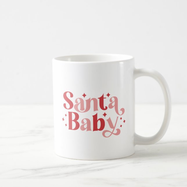 Taza De Café Santa Bebé - Navidades retro Tipografía (Derecha)