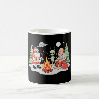 Taza De Café Santa Bigfoot Alien Fogueado Fiesta Navideña