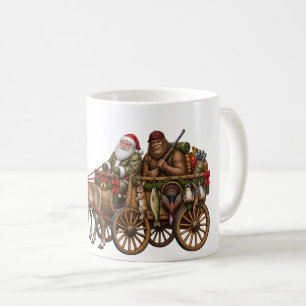 Taza De Café Santa Bigfoot Aventura de Caza de Navidad Vintage