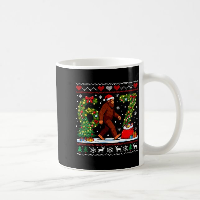 Taza De Café Santa Bigfoot Christmas Tree Funny Sasquatch 67  (Derecha)