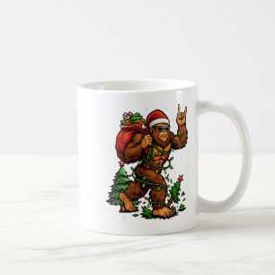 Taza De Café Santa Bigfoot Christmas Tree Xmas enciende Funny S