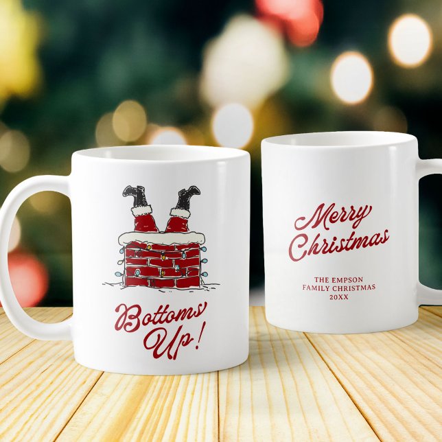 Taza De Café Santa Bottoms Up Funny Holiday Kitchen and Gift (Subido por el creador)