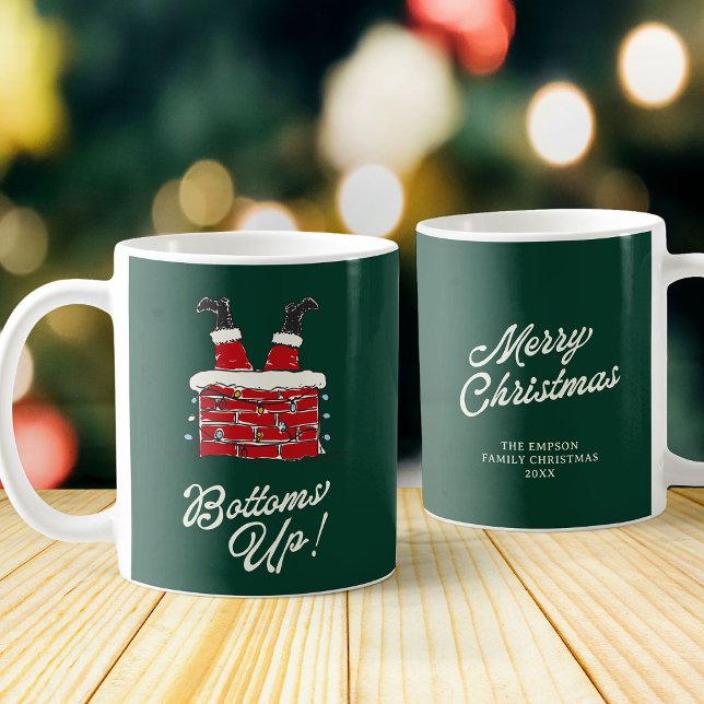 Taza De Café Santa Bottoms Up Funny Holiday Kitchen and Gift (Subido por el creador)