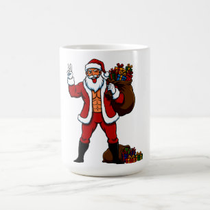 Taza De Café ¡Santa Búfalo Signo de Paz! Abdominales Rotos y Na