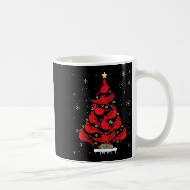 Taza De Café Santa Cardinal Bird Christmas Tree Christmas Light (Derecha)
