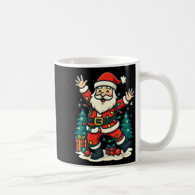 Taza De Café Santa Christmas Festive Jolly Dance Snowy Lights F (Derecha)