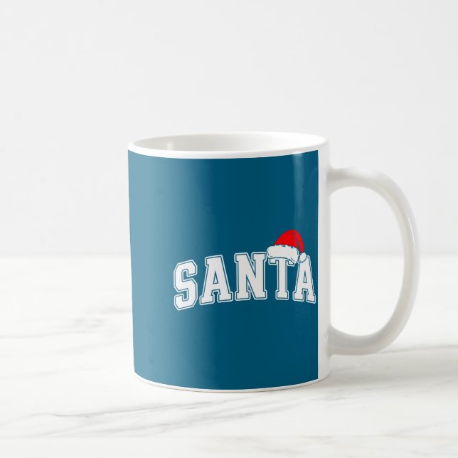 Taza De Café Santa Christmas Varsity Text With Hat Family Xmas  (Derecha)
