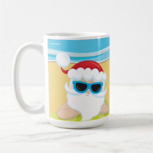 TAZA DE CAFÉ SANTA CLAUS ADORABLE TUMBADO EN LA PLAYA
