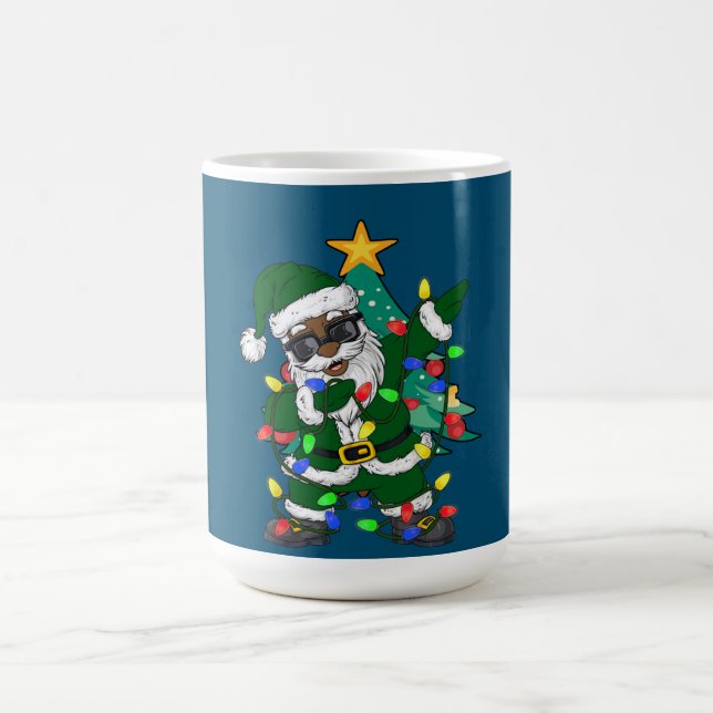 Taza De Café Santa Claus afroamericana Navidades feos Pajama (Centro)