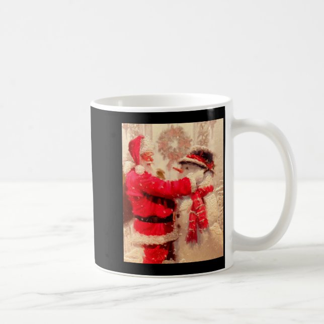 Taza De Café Santa Claus And Snowman In Snowfall  (Derecha)