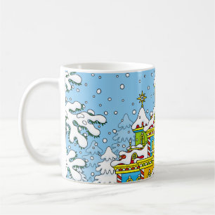 Taza De Café Santa Claus casa, claus, casa, invierno, escarcha,