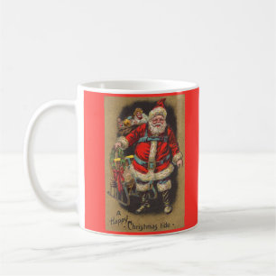 Taza De Café Santa Claus de 1915 con su trineo y juguetes A Hap
