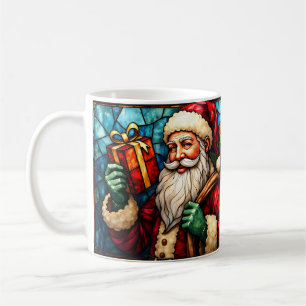 Taza De Café Santa Claus de estilo vitral con regalo
