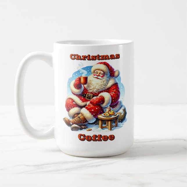 Taza De Café Santa Claus disfruta de las galletas y la bebida c (Izquierda)