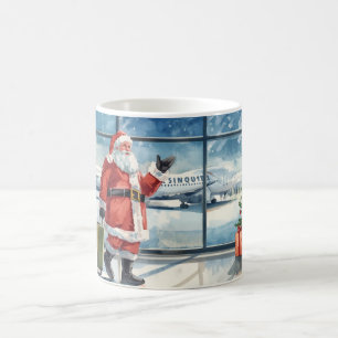 Taza De Café Santa Claus está en el aeropuerto