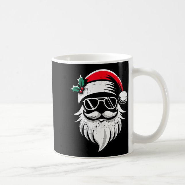 Taza De Café Santa Claus Face Sungles With Hat Beard Christmas  (Derecha)