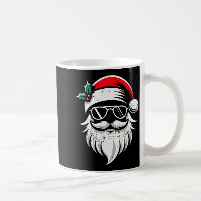 Taza De Café Santa Claus Face Sungles With Hat Beard Christmas  (Derecha)