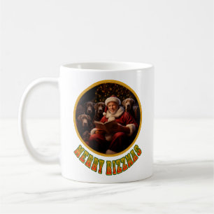 Taza De Café Santa Claus Feliz Rizzmas con un nuevo labrador