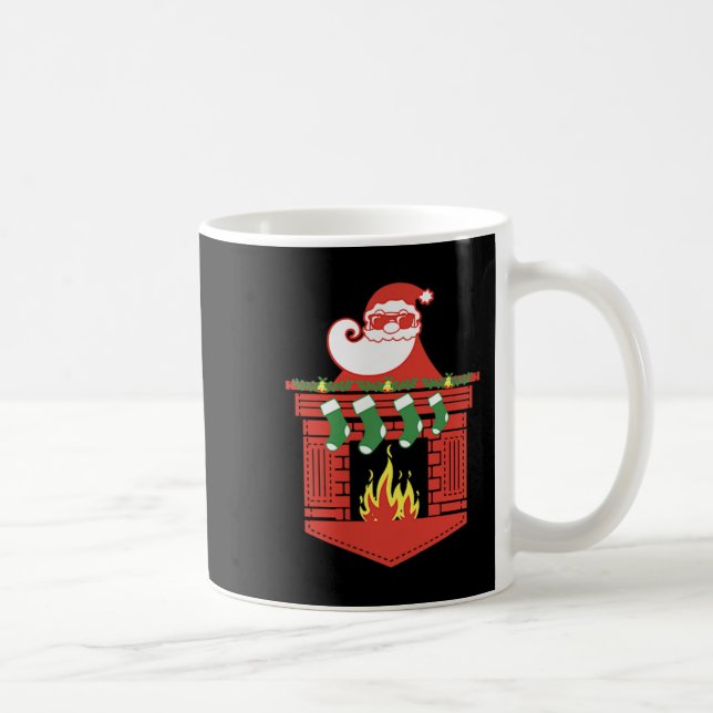 Taza De Café Santa Claus Fireplace Cket Funny Christmas  (Derecha)