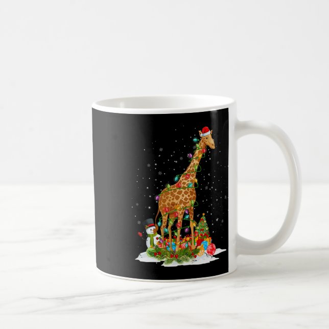 Taza De Café Santa Claus Giraffe Xmas Tree ilumina la alegría (Derecha)